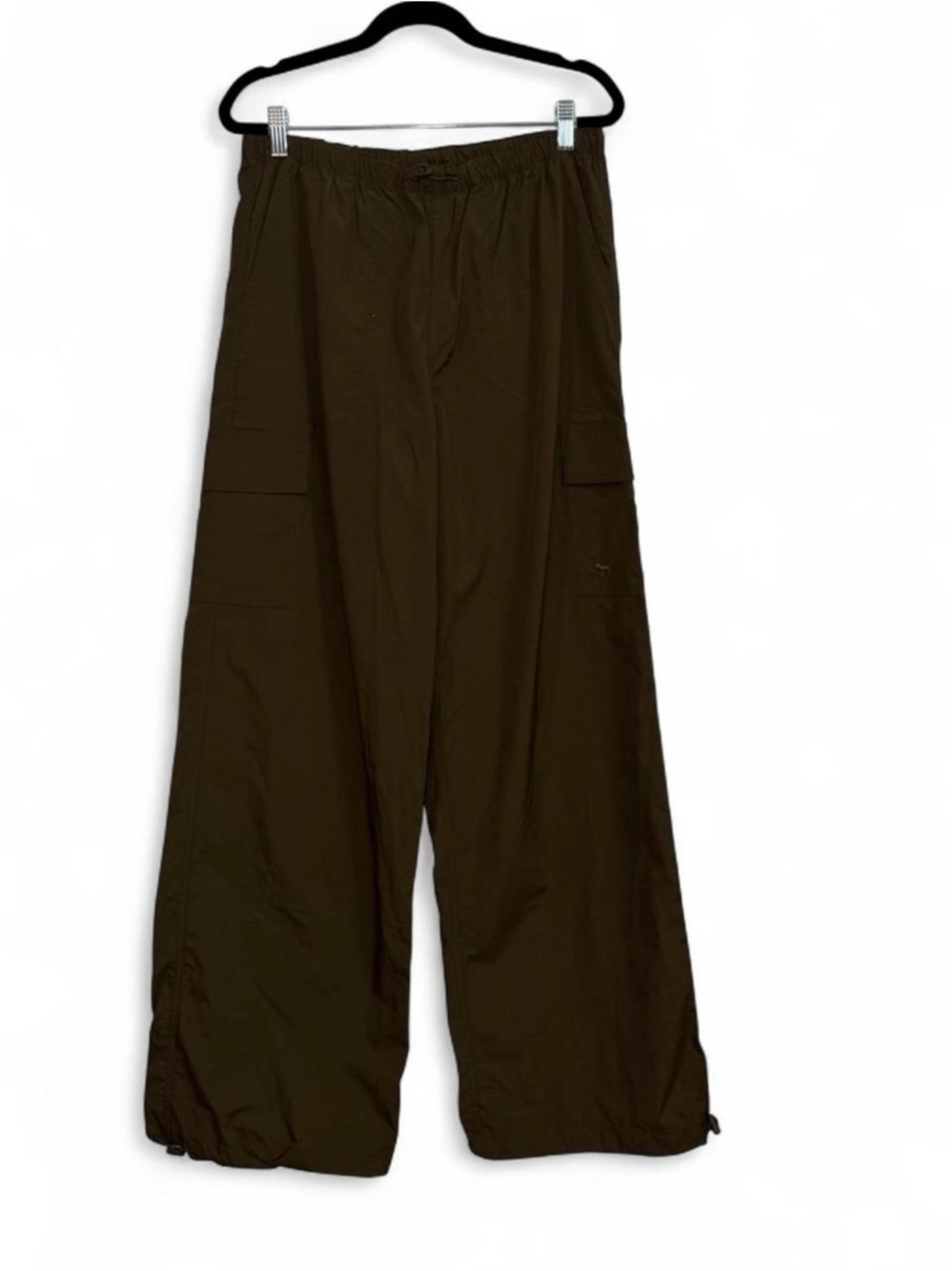 Victorias Secret PINK Womens Parachute Pants Medium Green Cargo Wide Leg